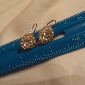 Sterling Silver CZ Bali Bead Oval Leverback Earrings. 